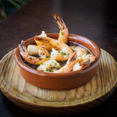 Garlic prawns, traditional Spanish tapas