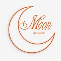 Figure incomplete moon with a shadow and the inscription