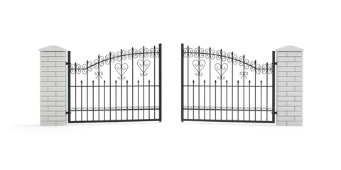 Fotobehang Iron and ornamental gate - isloated on white, 3D illustration © Studio Harmony