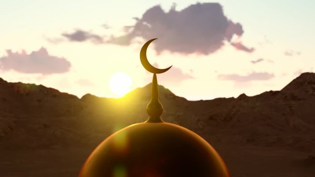 Top Of the Mosque And Islamic Symbol 