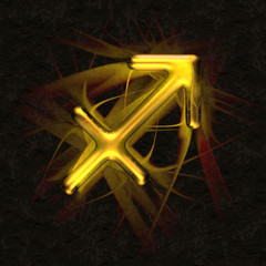 Astrology symbol in ancient glass with refraction of light - SAGITTARIUS