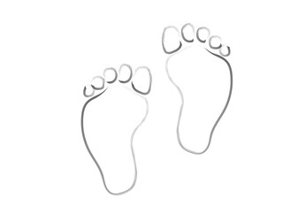 Vector icon of human legs (traces, imprint) on a white isolated background.