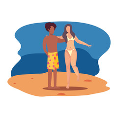 woman and man summer time vacations design