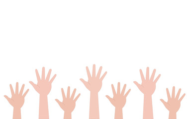 Vector icon of a raised hand up. Job search, staff, willing.