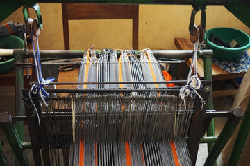 Traditional loom at weaving factory in Sokode, Lome