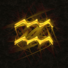 Astrology symbol in ancient glass with refraction of light - AQUARIUS