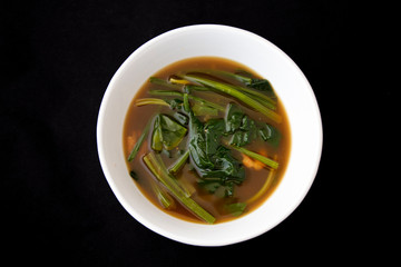 Korean food Soybean and spinach Paste Stew, doenjang guk,