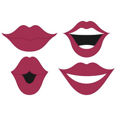 Set of lips emotion on a white background