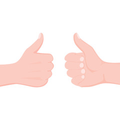 Thumbs up: hand on one side and the other