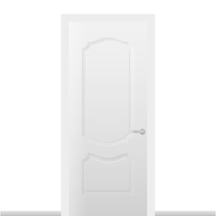 Realistic white-gray door on a white background.