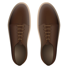 Brown leather shoes on a white background