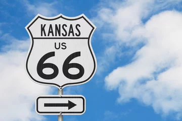 Gordijnen Kansas US route 66 road trip USA highway road sign © Karen Roach