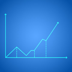 Vector illustration chart with an arrow on a blue background