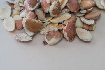 Nigerian Ogbono seeds used for making soups on brown background