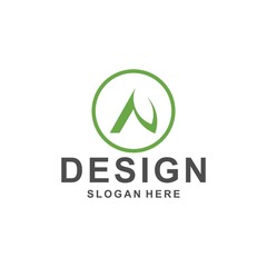 letter a nature logo template green tree leaf