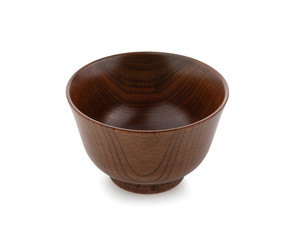 Wooden bowl isolated on white background