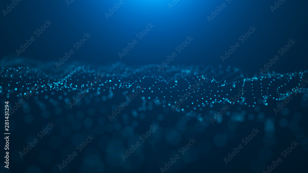 Aufkleber wave 3d. wave of particles. abstract blue geometric background. big data visualization. data technol