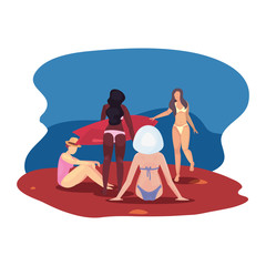 Obraz na płótnie Canvas women summer time vacations design