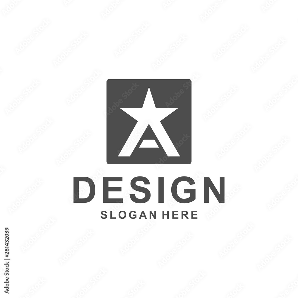 Wall mural letter a logo template, design vector star