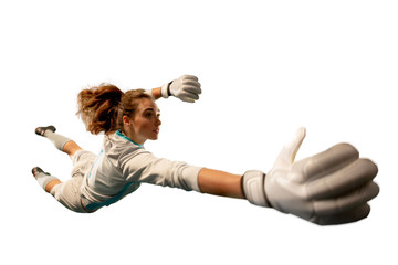 Isolated Female Soccer Goalkeeper on white background.