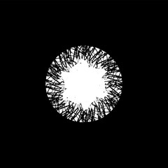 Isolated vector illustration. Black and white grunge image of a fool moon in clouds.