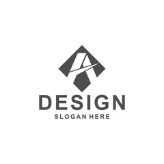 letter a nature logo template green tree leaf