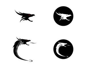 dragon flat color logo template vector illustration