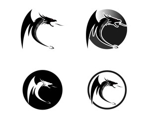 dragon flat color logo template vector illustration