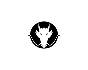 Head dragon flat color logo template vector illustration