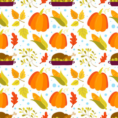 Autumn season seamless pattern vector background illustration