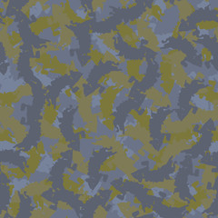 Urban camouflage of various shades of green and blue colors