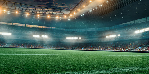 Professional soccer field stadium. 3D illustration © Alex