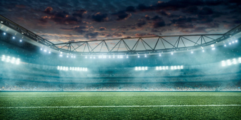 Professional soccer field stadium. 3D illustration © Alex