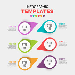 Modern infographic template with 6 steps. Business circle template with options for brochure, diagram, workflow, timeline, web design. Vector format 
