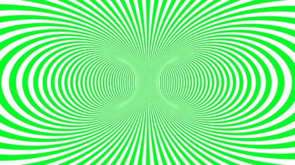 Hypnotic psychedelic illusion background with green stripes.