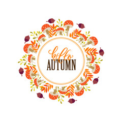 Vector wreath Autumn season and Thanksgiving decorations