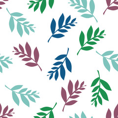 Seamless pattern with fourcolored leaves