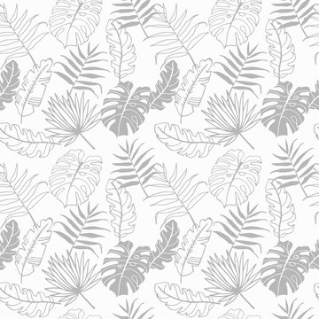 palm leaves tropical floral pattern hand drawn sketch