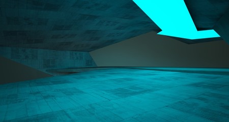 Obraz na płótnie Canvas Abstract architectural concrete interior of a minimalist house with color gradient neon lighting. 3D illustration and rendering.
