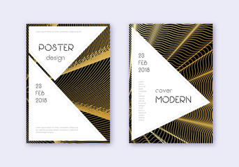 Stylish cover design template set. Gold abstract l