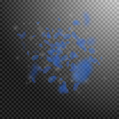 Dark blue flower petals falling down. Exotic roman