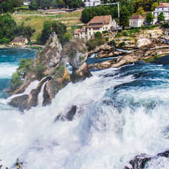 Fototapeta na wymiar Rhine Falls - Largest waterfall in Switzerland and Europe