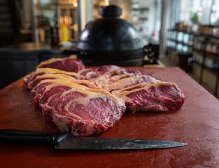 Slices of a fresh meat for a steak