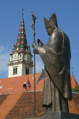 Pope John Paul II statue in Marija Bistrica , Croatia - obrazy, fototapety, plakaty