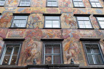 Baroque facade painting at the Grazer Herrengasse in Graz in Austria