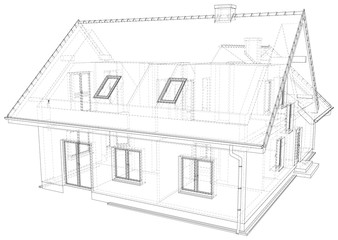 Vector sketch house on the white background. EPS 10. Vector created of 3d