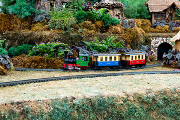 Naklejka premium Model train country landscape