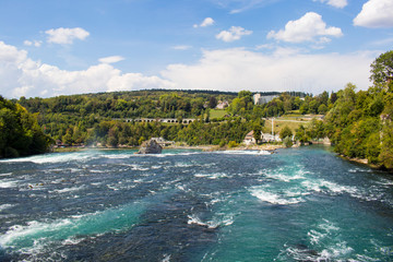 Fresh and cool waterfalls of Rhine Falls