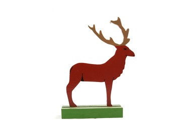 Vintage Toy Deer Stag Animal Wooden On White Background