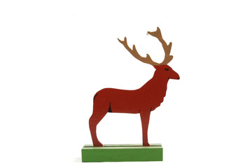 Vintage Toy Deer Stag Animal Wooden On White Background